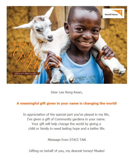 world vision gifts of hope ecard